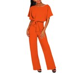 Mameluco women's wide leg cut, Palazzo pants, short sleeved hooded jumpsuit