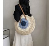 Large Capacity Round Women Fashionable Straw Woven Shoulder Bag Handmade Summer Beach Travel Holiday Women Tote Bags