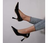 Shoes Woman  New Summer Red Heels Elegant Woman Black Heeled Pointed Toe Pumps Dress Leather White Ladies Shoe