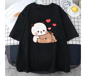 Kawaii Panda and Bear Pattern T-shirt Bubu Dudu Round Neck Fashion Large Women's Wear