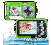 Cámara subacuática impermeable 4K,pantallas duales,Selfie,cámara Digital de 48MP,Zoom Digital 16X,para snorkel,niños + 64g