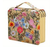 Small Flower Pattern Colored Pencil Pouch Large Capacity Fabric Student Pen Bag Zipper 120 Slots Drawing Brush Pencil Bag