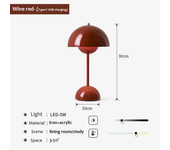 Lámpara de mesa de seta recargable por USB, accesorio de iluminación interior con ajuste de tres velocidades, lámpara de escritorio de brote de flores, decoración del Hoom, luz nocturna