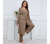 Women's Three-piece Suit New Vest Long Sleeve Long Cape Coat Wide Leg Trousers Casual Suit