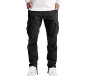 Pantalones Cargo para Hombre con Cintura Elástica y Bolsillo con Solapa, Pantalones Casuales Rectos