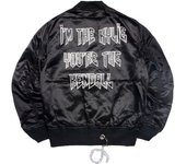 Spring Autumn Lightweight Satin Bomber Jacket with Chain and Back Print