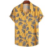 Moda Verano Hawaiiana para Hombres Camisa Suelta con Manga Corta, Estampado 3D Retro, Ideal para Vacaciones en la Playa