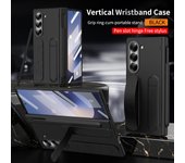 For Samsung Z Fold 6 Luxury Vertical Wristband Phone Case with Integrated Stand and Glass Front Film