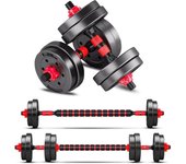 Ajustables, Juego de Pesas con Barra Libremente Combinable, 10/15KG 2 En 1 Kit de Levantamiento de Pesas para Gimnasio en casa, Pesos Fitness para Hombres/Mujeres