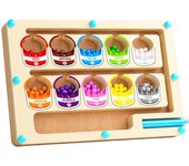 Kixolazr Magnetic Color Maze, Rainbow Beads Puzzle, Rainbow Beads Puzzle, Puzzle Color Sorting Counting Toy, Wooden Magnet Puzzles Board for Education Aged 3-5
