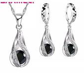 Obega-Juego de collar de circonia cúbica, diseño de linterna, Colgante de Piedra multicolor, collar, pendientes de gota, Materia