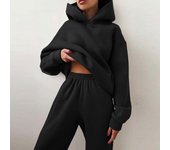 Traje de mujer de otoño e invierno, traje deportivo de terciopelo, traje de mujer de moda, color sólido.