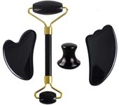 Fashion 2/3/4Pcs Natural Rose Quartz Obsidian Jade Roller Gua Sha Stone Set Gouache Scraper Facial Lifting Anti-Wrinkle Skin Care Tools