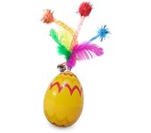Bell Kitty Toy Self-Hi Relieving Boredom Cat Teasing Ball Colorful Egg Tumbler Swing Cat Toy Chicken Feather Cat Teaser Feather