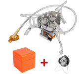 Outdoor gas camping backpack 5800W portable burner, fuel tank adapter kitchen stove, piezoelectric igniter