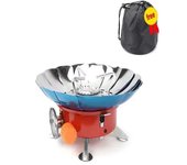 Outdoor portable windproof camping gas stove, picnic burner with hiking warning bag, 2800W
