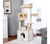 Moderna de madera para gatos con gabinete de almacenamiento caja de arena y amplio condominio para gatos percha superior grand