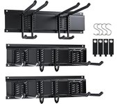 ‎42 x 13 x 17 cm Soporte Herramientas Pared,Ganchos Garaje Acero Inoxidable Organizador Herramientas Pared con 14 Ganchos,3 Rieles Deslizables,4 Correas para Esquí Silla Manguera Garaje Jardín