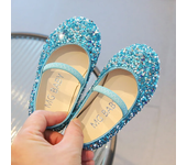 Girls' leather solid color and rhinestone flat shoes, princess style, classic, fashionable, wedding party