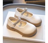 Girls' Leather Shoes British Style 2024 New Fashion Children's Princess Shoes for Wedding Kids Chic Flats Solid Color Moccasin