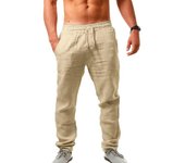 Pantalones sueltos de lino y algodón para hombre, pantalones informales de verano para hombre, pantalones de talla grande