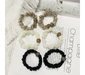 6PCS women's minimalist temperament ins high-end rhinestone hair headband tie hair ponytail leather band hair accessories