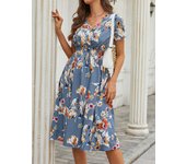 Vestidos de manga corta con estampado floral para mujer, vestido pequeño para verano