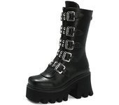 Botas De Moto De Tacón Alto Para Mujer, Botas Nuevas, Botas Cortas De Mujer Con Suela De Plataforma.