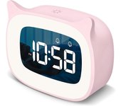 Kids Alarm Clock With Night Light & 18 Ringtones,rechargeable,cute Cat Ear Clock For Boys Girls,digital Clock For Children's Bedroom/YY