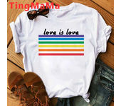 Kawaii Love Is Love Lgbt T Shirt Men Funny Harajuku Rainbow Gay Pride T-shirt Love Wins Graphic Tees Hip Hop Tops Tshirt Male