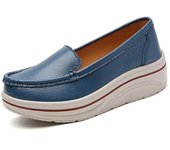 Zapatos casuales de mujer de piel, zapatos huecos planos, transpirables y cómodos, con plataformas impermeables