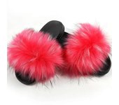 Hot Summer Women faux Fox Slippers Slides Female Indoor Flip ps Casual Raccoon Furls Furry Fluffy Plush Shoes