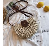 Round Straw Beach Bag Vintage Handmade Woven Shoulder Bag Raffia Circle Rattan Bags Bohemian Summer Vacation Casual Bags