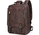 Mochila de cuero para hombre, Bolso de Negocios para portátil de 15,6 pulgadas, de gran capacidad, para viaje y Colegio