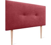 Cabecero de Polipiel o Tela Acualine Liso con Botones y Patas Tapizado de Alta Gama Cabezal Lujo Cama Dormitorio Moderno Acolchado (Tela Beige, 145x105cm (Camas 120/135/140))