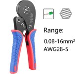 HSC8 16-6 Crimping Plier 28-5AWG 0.08-16mm Hexagonal Ratcheting Ferrule Crimping Tool Crimper with 1200PCS Terminals