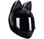 Casco de Moto todoterreno para mujer, protector de cabeza con orejas de gato extraíbles, transpirable, para Motocross,