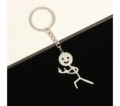 1Pair Funny Finger Heart Stickman Keychains Stainless Steel Doodle Keyring for Women Men Bag Car Keys Pendant Couple Gift
