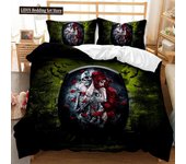 Skull Duvet Cover Set Queen 3D Skeleton Floral Skull Pattern Printed Bedding Qulit Cover Gothic Microfiber Bedding Queen Size