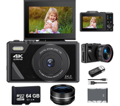 64MP Digital Photography Camera 4K WIFI Web Camcorder Vintage Vlog Video Recorder YouTube 18X Digital Zoom Camera 3" Flip Screen