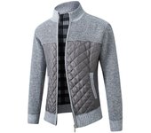 Moda casual juvenil color a juego engrosado cálido de manga larga suéter de punto chaqueta de los hombres