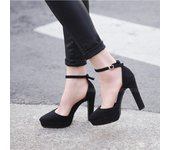 Women's Platform Heels Chunky High Heel Pumps Block Heels Ankle Strap Closed Toe for Dress Wedding Party Pumps