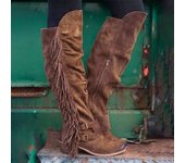 Botas Occidentales Para Mujer, Nuevas Botas Con Borlas De Tacón Grueso Botas Para Mujer