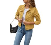 Chaquetas vaqueras para mujer, moda informal femenina, manga larga, solapa, botón sólido, bolsillo en el pecho, chaqueta vaquera ajustada, abrigo de Otoño Invierno