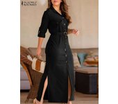 Women's Elegant Tshirt  Summer , Casual, Collar, Long Sleeve, Party, Split Hem,