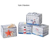 1 Pc Creative Ocean Style Seashell Wooden Box Decorative Small Beach Box Ornaments Density Board Jewelry Storage Box Storage Box