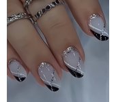 Set De Uñas Postizas Cortas Francés Minimalista Con 1 Jalea Y 1 Archivo De Uñas 24 PCs Uñas De Tiras Estilo Jelly Y Minimalista