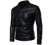 Nueva chaqueta de cuero para hombre de moda delgada de motocicleta juvenil de PU de otoño e invierno