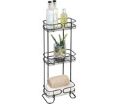 iDesign Neo Estantería, mueble de baño autónomo en metal, con tres estantes de ducha para gel y champú, negro mate, 25.4 x 16.5 x 66.7 cm