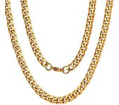 Cuban gold-plated stainless steel chain, 5mm, men's